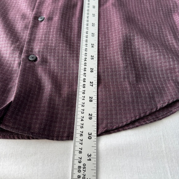 JOE Joseph Abboud Men's XLT Button Shirt Herringbone Check Burgundy-Plum Soft - Picture 11 of 13